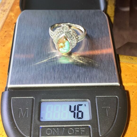Natural Blue Moon Turquoise Sterling Silver Ring Size 10 - Picture 9 of 9